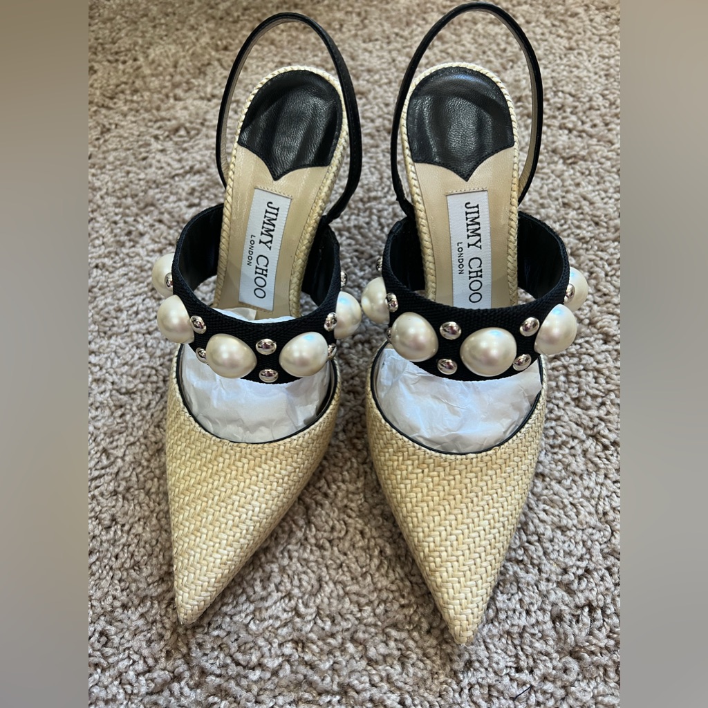 Jimmy Choo Slingback Pearl Heels - Size 36
